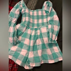 Janie and Jack Green and White Baby Girl Jumpsuit.Size 18- 24 Months.